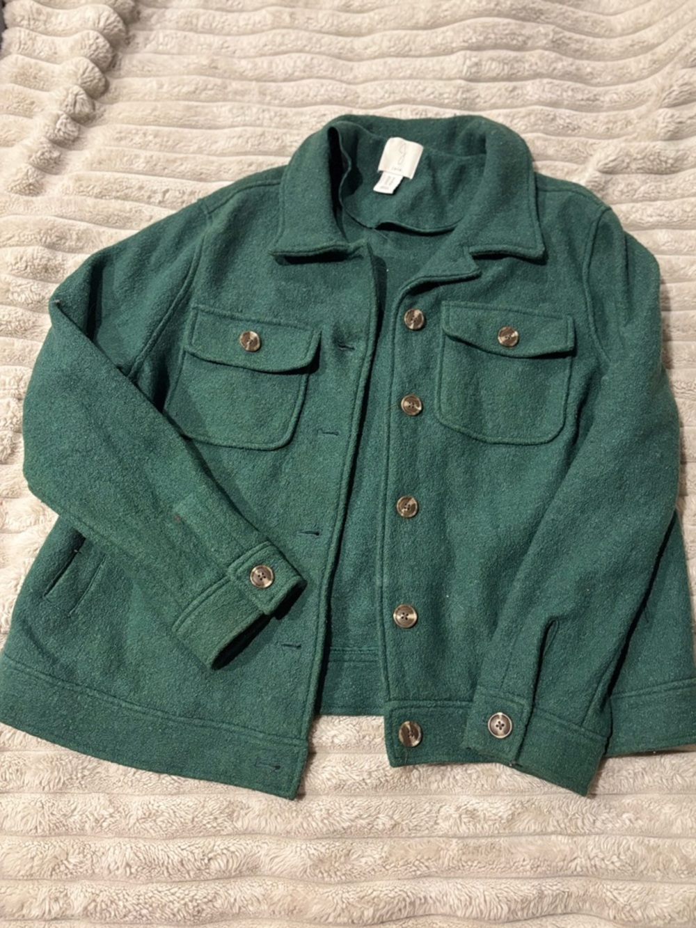 Forest Green Button-Up Wool Jacket by Joie